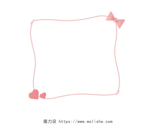 可爱粉色边框手绘蝴蝶结PNG素材